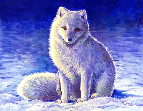 Peaceful Winter Arctic Fox Painting by Rebecca Wang - Pixels