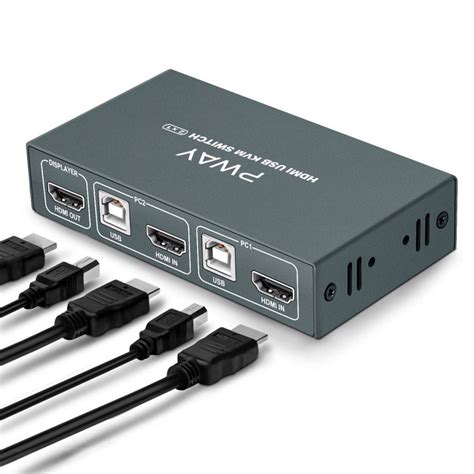 KVM Switch HDMI 2 Port Box,Hotkey Switch,UHD 4K@30Hz & 3D & 1080P