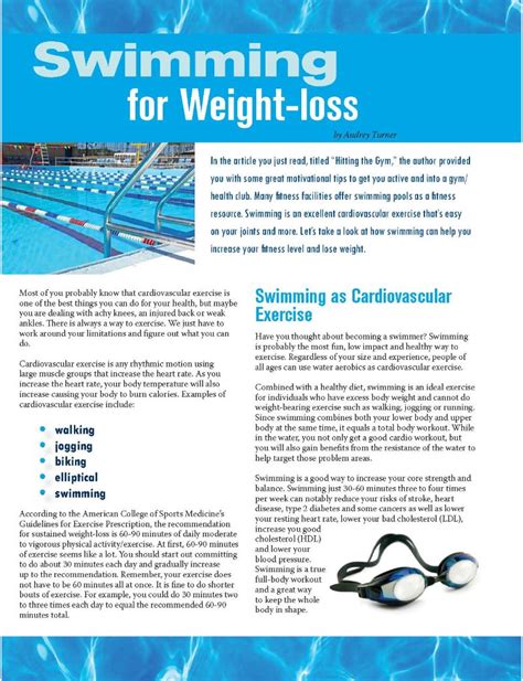 Swimming for Weight-loss - Obesity Action Coalition