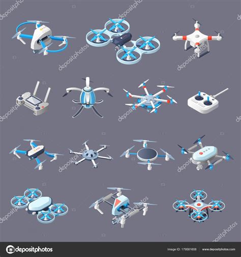 Drones Isometric Icons Stock Vector by ©macrovector 179581608