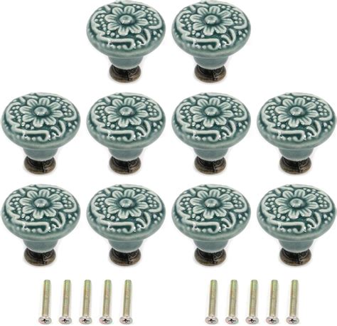 Geesatis 10 pcs Decorative Knob Ceramic knobs Drawer Cabinet Pull Handle Knobs Furniture ...