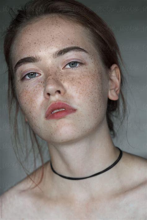 "Face Of A Beautiful Girl With Freckles Close-up" by Stocksy Contributor "Andrei Aleshyn ...