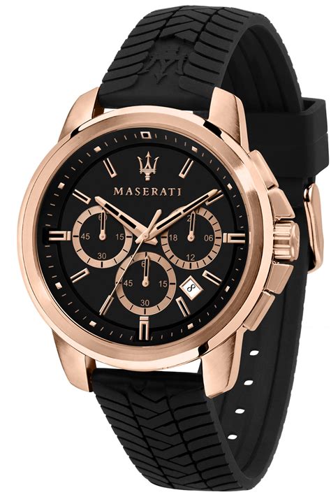 MASERATI R8871621012 Men's Watch Chronograph Successo black/rose gold ...