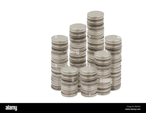 coin stack on white background Stock Photo - Alamy