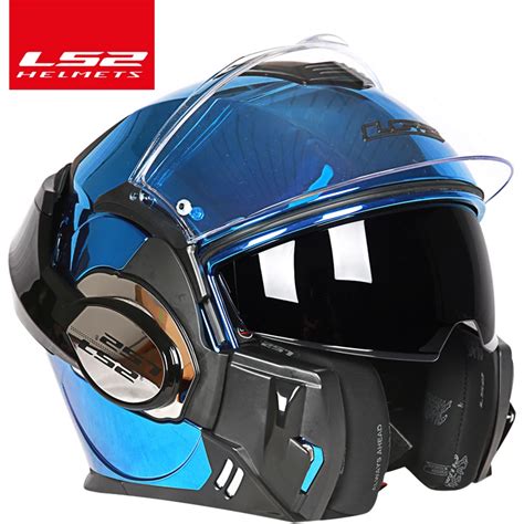 2017 New LS2 FF399 Flip up helmet double lens motorcycle helmet back somersault helmet -in ...