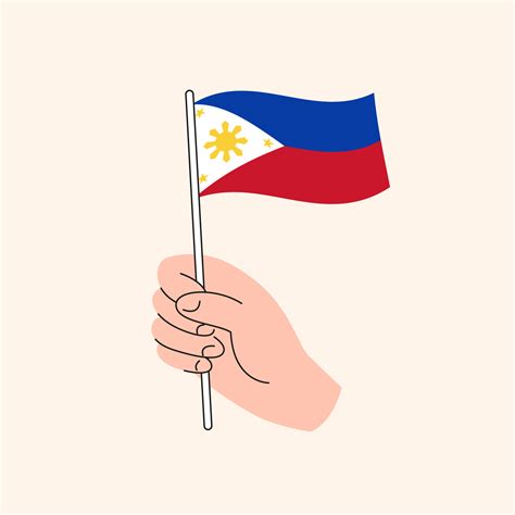 Cartoon Hand Holding Filipino Flag, Isolated Vector Drawing 13346028 ...