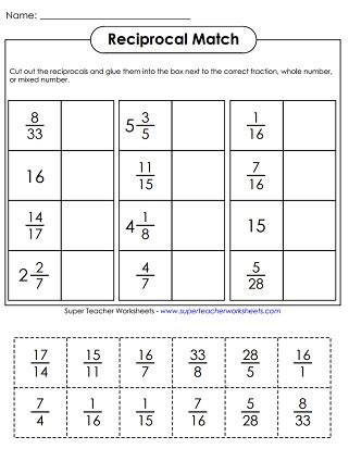 Reciprocal Fraction Worksheets - Worksheets Library