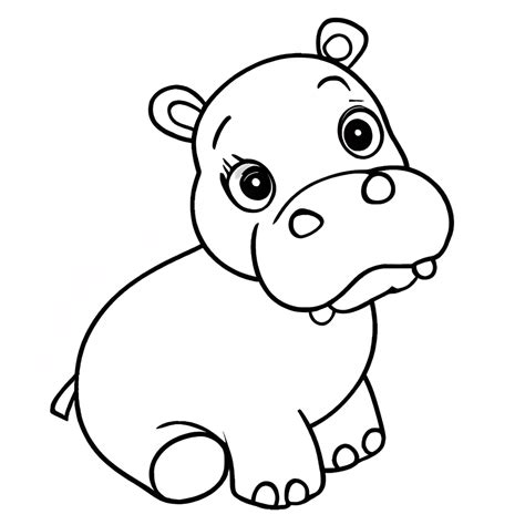 Coloring Pages Of Cute Hippos