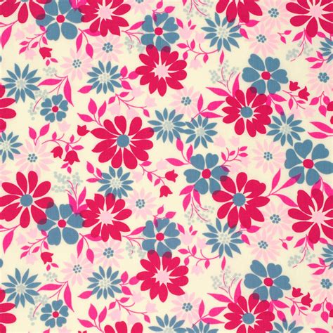 Blue and Pink Floral Fabric Caravelle Arcade by CreateByTheYard