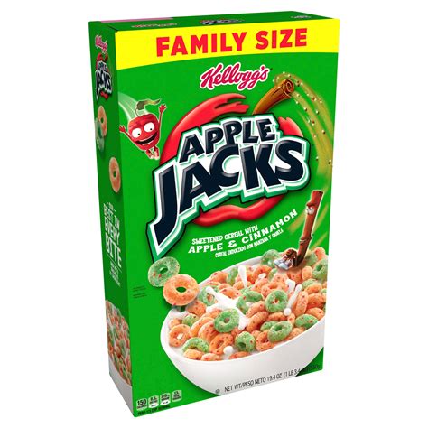 Kellogg’s Apple Jacks, Breakfast Cereal, Original, Family Size, 19.4 oz Box Sweet Cereal ...