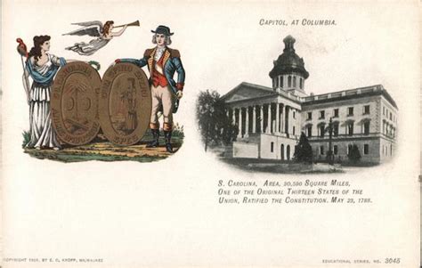 South Carolina State Seal, Capitol at Columbia Postcard