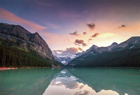 Sunset At Lake Louise, Banff, Alberta 1 Photograph by Art Calapatia