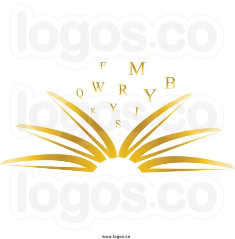 Royalty Free Clip Art Vector Logo of an Open Gold Publisher Book with Letters | Free clip art ...