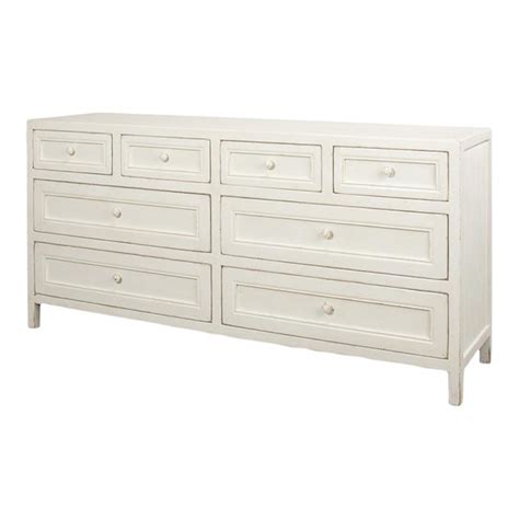 Antiqued White Rustic Painted Dresser | Chairish