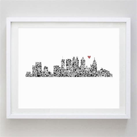 Atlanta Skyline Floral Watercolor Print Wedding Gift - Etsy