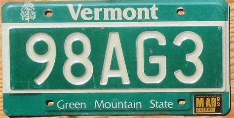 1992 Vermont vg- | Automobile License Plate Store: Collectible License ...