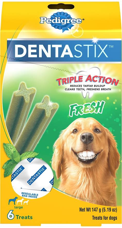 PEDIGREE Dentastix Fresh Mint Flavored Large Dental Dog Treats, 6 count - Chewy.com