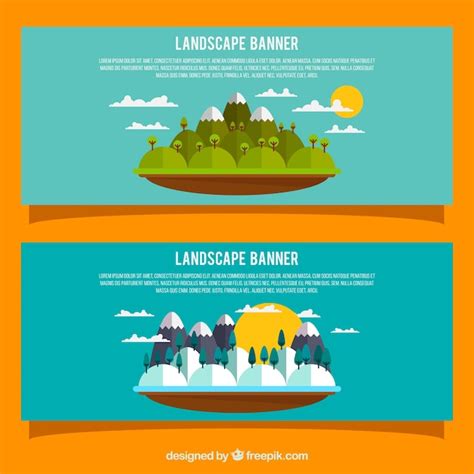 Free Vector | Banners of beautiful landscapes in flat design