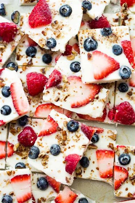 Frozen Yogurt Bark with Berries Recipe | Healthy Mixed Berry Dessert