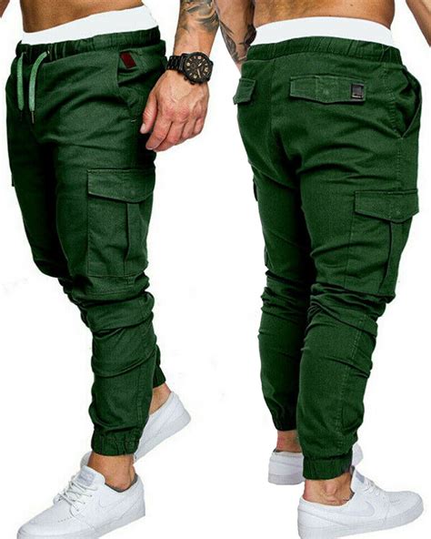 wsevypo - Mens Cargo Pants Elastic Banded ankle cuff Military Urban Tactical Combat Trousers ...