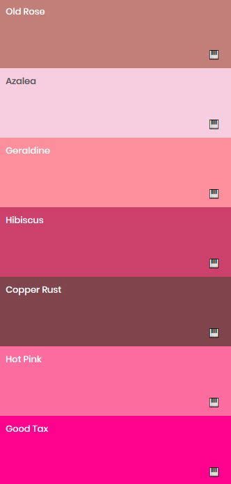 Shades of Pink: +50 Pink Color with HEX Codes | Nude color palette ...