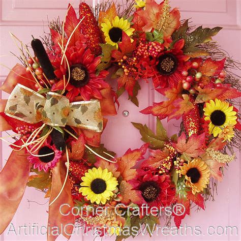 SUNFLOWER WREATH | ArtificialChristmasWreaths.com | FALL WREATHS