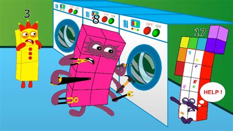 [ANIMATIONS STORY] Oh No Numberblocks 17 stuck in washing machine ...