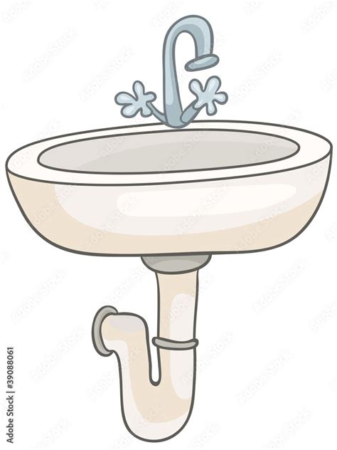 Cartoon Home Washroom Sink Stock Vector | Adobe Stock