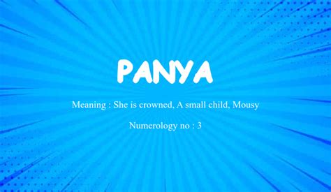 Panya Name Meaning