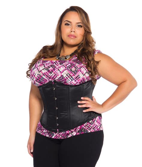 Dita Black Satin Plus Size Corset (Underbust Plus Size Corset)