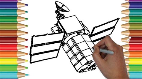 How to draw satellite step by step - YouTube