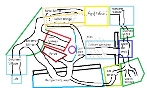 Map of the Dwarven Mines with places and paths | Hypixel Forums