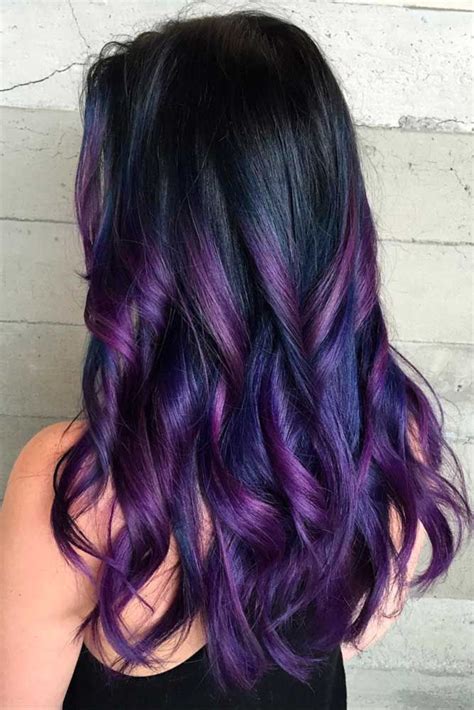 35 Hypnotic Purple And Black Hair Shades | Purple hair highlights, Hair ...