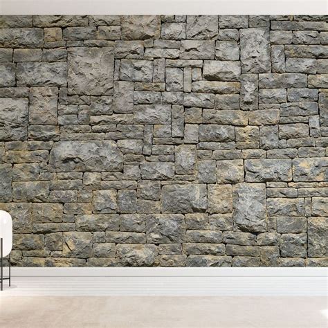 Granite Brick Wall – affordable wall mural | Brick wall wallpaper ...