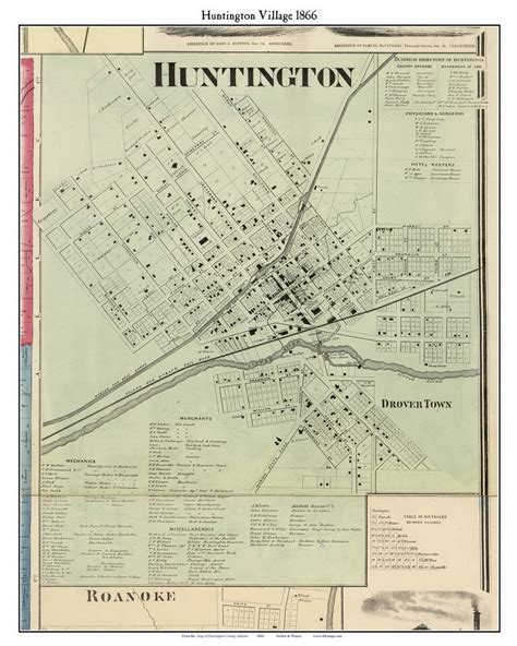 Huntington Village 1866 Old Town Map With Homeowner Names - Etsy