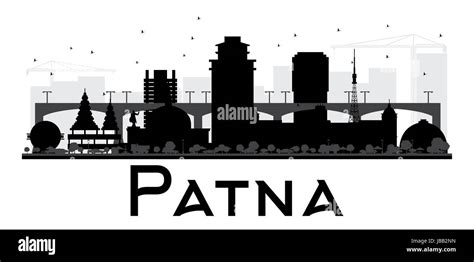 Patna City skyline black and white silhouette. Simple flat concept for ...