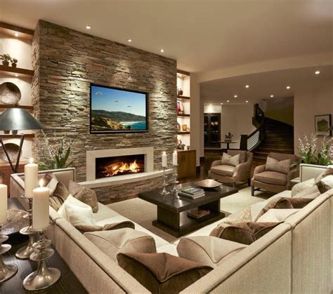 Living Room Tv Wall, Living Room With Fireplace, Home Living Room ...