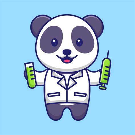 Cute Panda Doctor With Syringe Cartoon Vector Icon Illustration. Animal ...