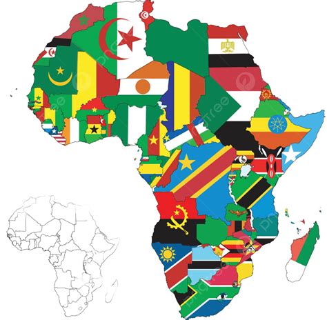 Africa Continent Flag Map Swaziland Cote D Ivoire Tunisia Vector, Swaziland, Cote D Ivoire ...