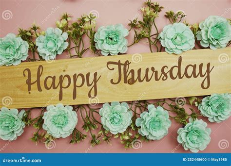 Happy Thursday Typography Text and Flower Decorate on Pink Background Stock Photo - Image of ...