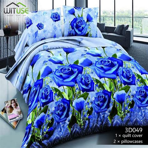 Buy 3D Cotton Quilt Duvet Cover Scenic Flower Pattern Bedding Set Pillowcase Twin Or Queen Size ...