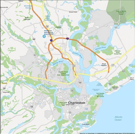 Map of Charleston, South Carolina - GIS Geography