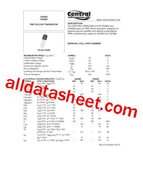 2N3905 Datasheet(PDF) - Central Semiconductor Corp