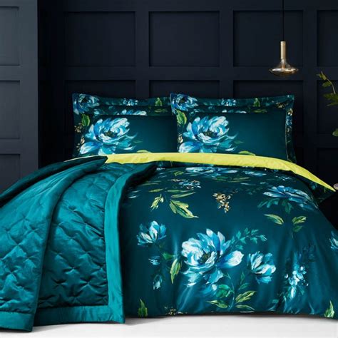 Charm Floral Teal Reversible Duvet Cover and Pillowcase Set | Dunelm