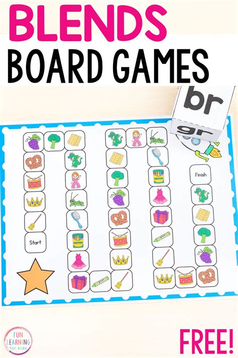 Blend Words Free Printable Board Game for Kindergarten