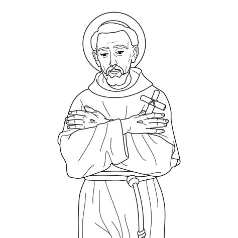 Saint Francis of Assisi Vector Illustration Outline Monochrome 12255975 ...