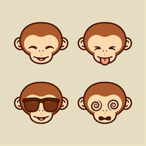 Premium Vector | Set of cute monkey stickers