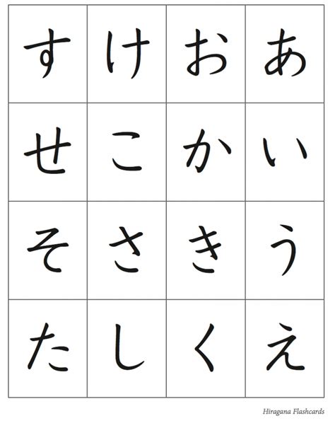 Hiragana Flash Cards Printable - Printable Template