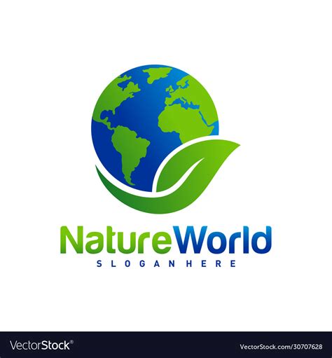 Nature world logo design template earth Royalty Free Vector