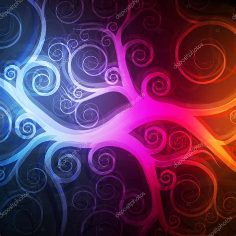 Neon abstract swirl lines design on dark background vector — Stock ...